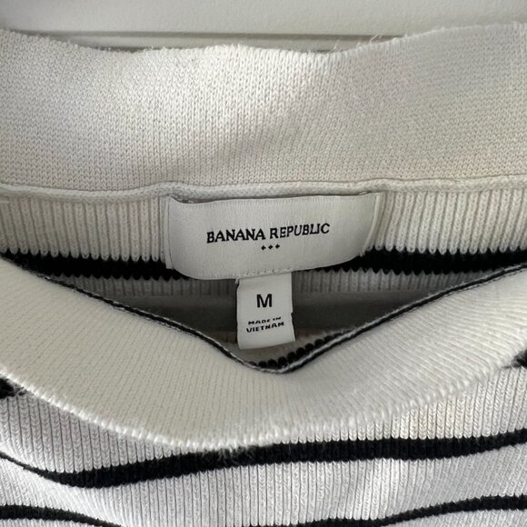 Striped Boat-Neck Sweater Tank in White & Black - Picture 3 of 5